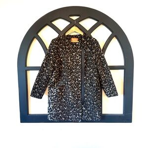 JOE FRESH Women's Black and Brown Cheetah Print Teddy Jacket